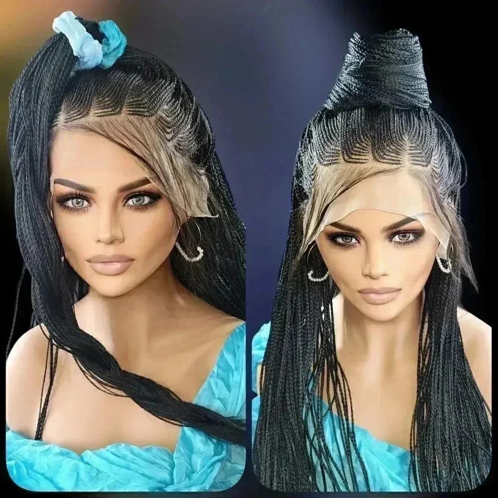 Long Jet Black Ghana Braid Wig - Handmade - Picture 2 of 16